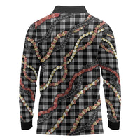 Hawaii Palaka Niihau Shell Lei Long Sleeve Polo Shirt Tropical Island Plaid Patterns