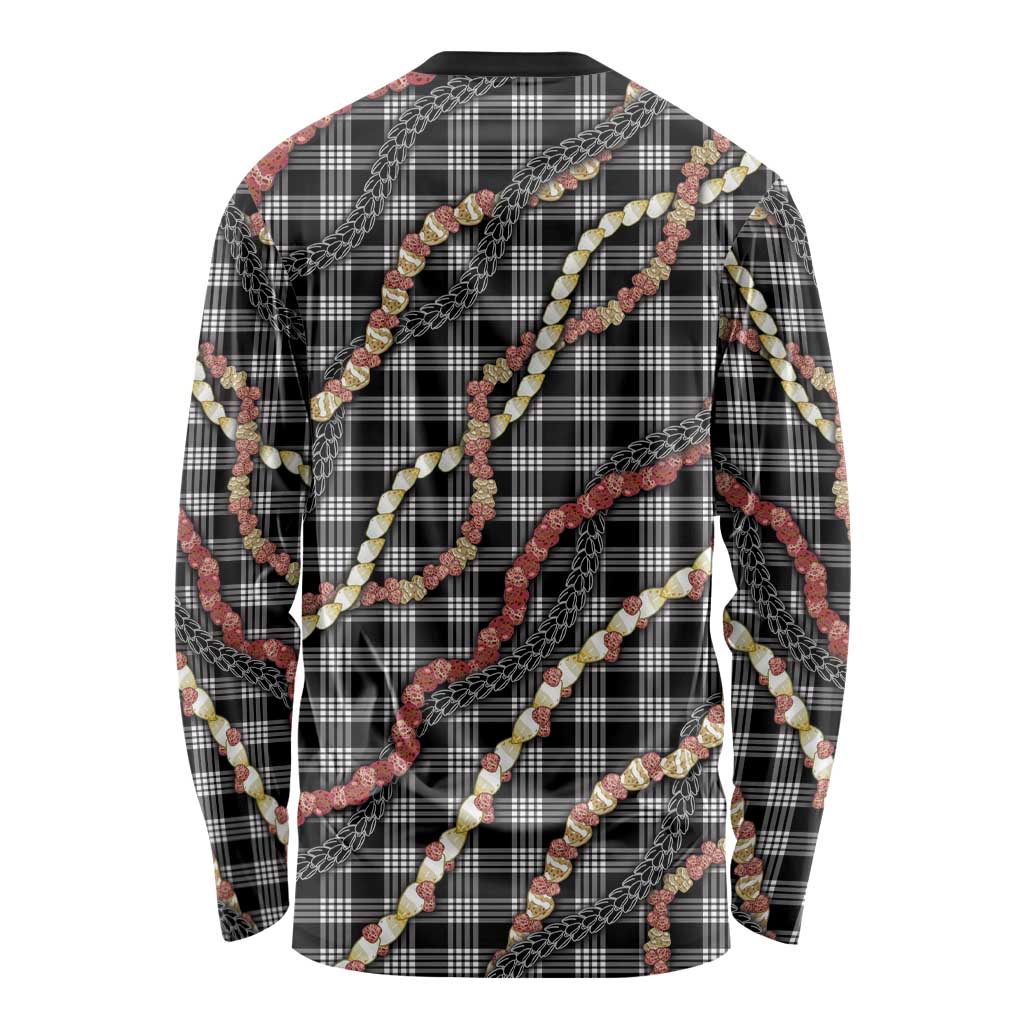 Hawaii Palaka Niihau Shell Lei Long Sleeve Shirt Tropical Island Plaid Patterns