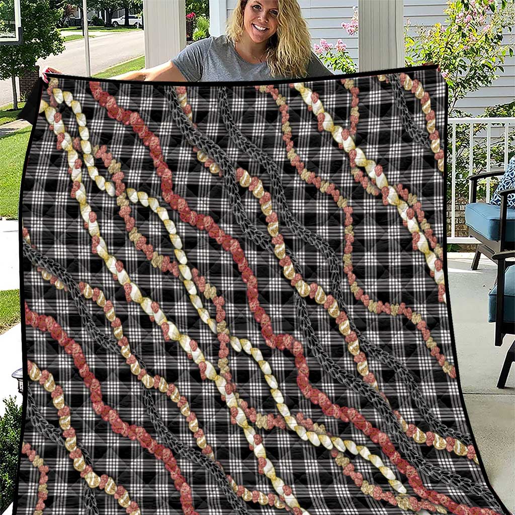 Hawaii Palaka Niihau Shell Lei Quilt Tropical Island Plaid Patterns DT05 Black - Polynesian Pride