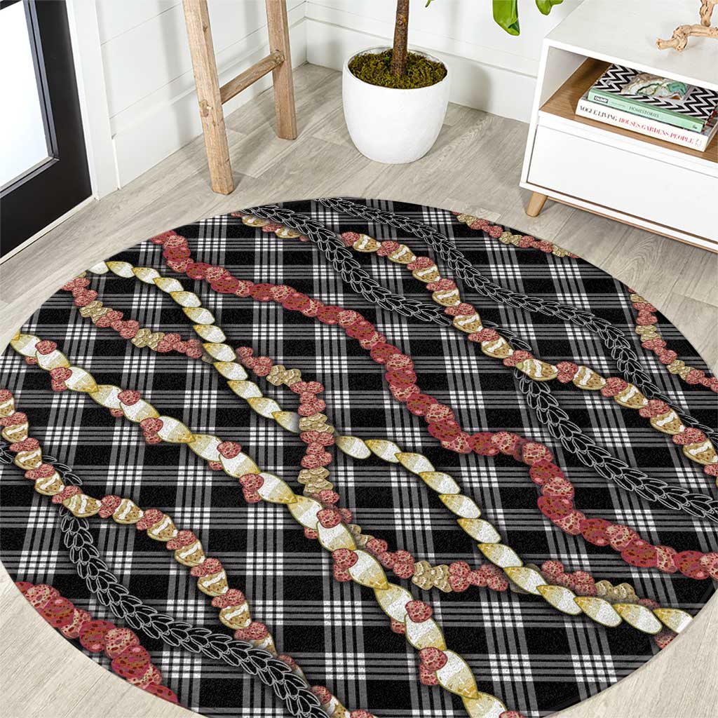 Hawaii Palaka Niihau Shell Lei Round Carpet Tropical Island Plaid Patterns