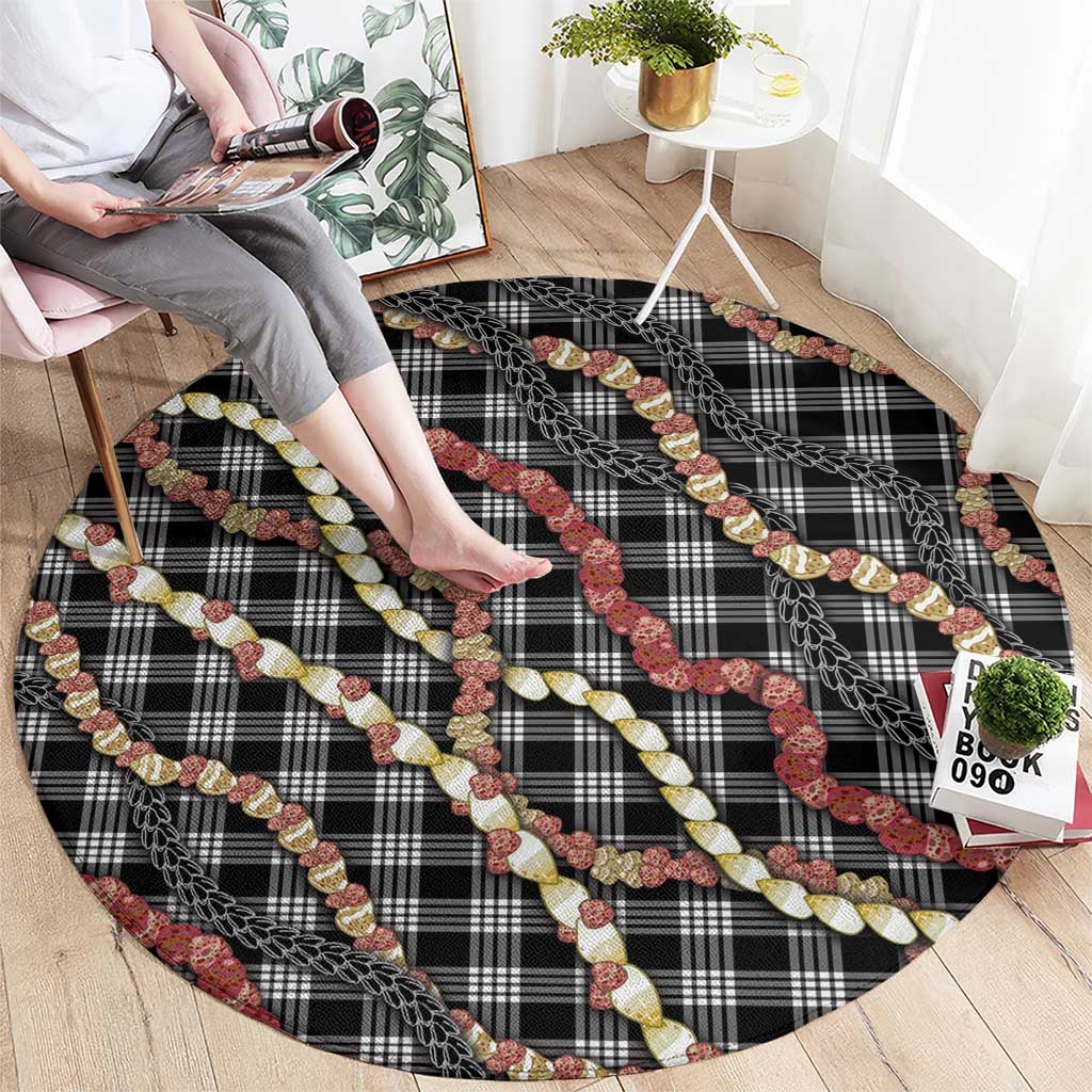Hawaii Palaka Niihau Shell Lei Round Carpet Tropical Island Plaid Patterns