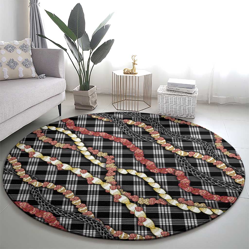 Hawaii Palaka Niihau Shell Lei Round Carpet Tropical Island Plaid Patterns