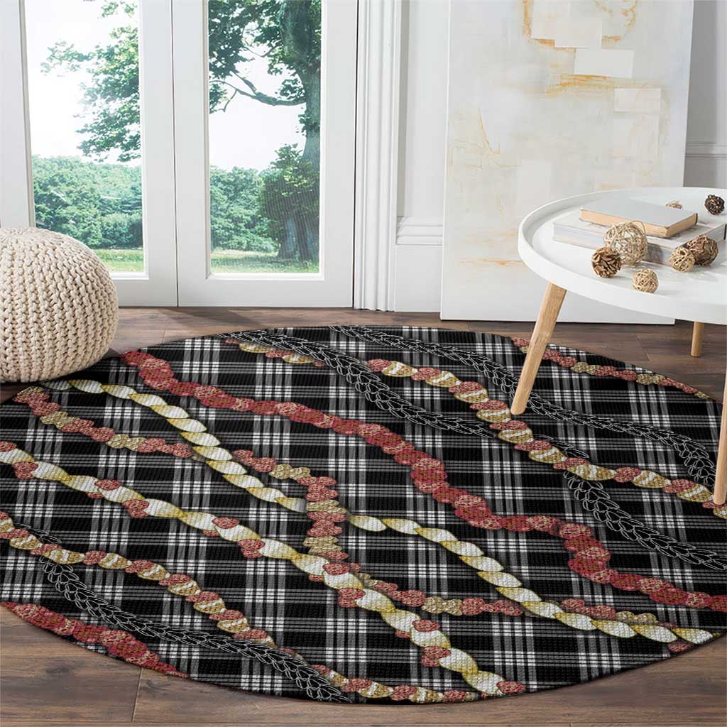 Hawaii Palaka Niihau Shell Lei Round Carpet Tropical Island Plaid Patterns