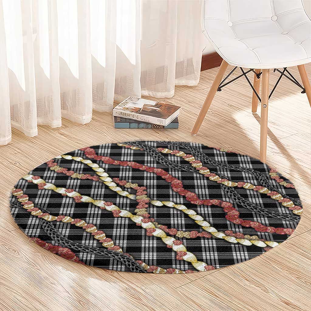 Hawaii Palaka Niihau Shell Lei Round Carpet Tropical Island Plaid Patterns