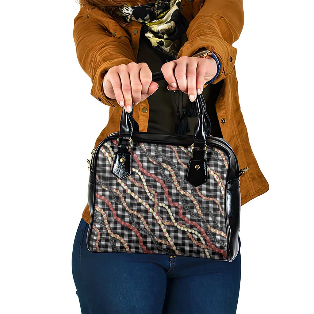 Hawaii Palaka Niihau Shell Lei Shoulder Handbag Tropical Island Plaid Patterns DT05 One Size Black - Polynesian Pride