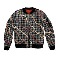 Hawaii Palaka Niihau Shell Lei Sleeve Zip Bomber Jacket Tropical Island Plaid Patterns