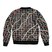 Hawaii Palaka Niihau Shell Lei Sleeve Zip Bomber Jacket Tropical Island Plaid Patterns