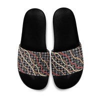 Hawaii Palaka Niihau Shell Lei Slide Sandals Tropical Island Plaid Patterns
