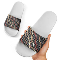 Hawaii Palaka Niihau Shell Lei Slide Sandals Tropical Island Plaid Patterns