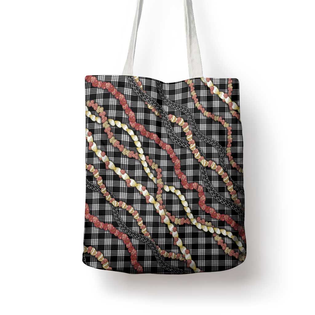 Hawaii Palaka Niihau Shell Lei Tote Bag Tropical Island Plaid Patterns