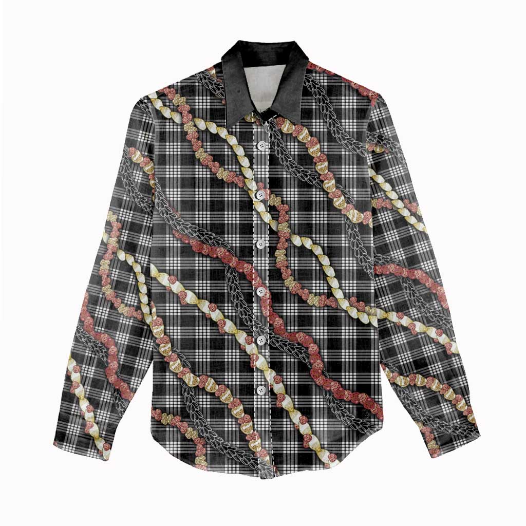 Hawaii Palaka Niihau Shell Lei Women Casual Shirt Tropical Island Plaid Patterns DT05 - Polynesian Pride