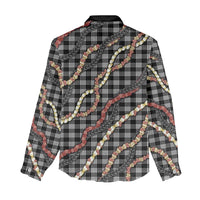 Hawaii Palaka Niihau Shell Lei Women Casual Shirt Tropical Island Plaid Patterns DT05 - Polynesian Pride