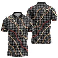 Hawaii Palaka Niihau Shell Lei Zipper Polo Shirt Tropical Island Plaid Patterns