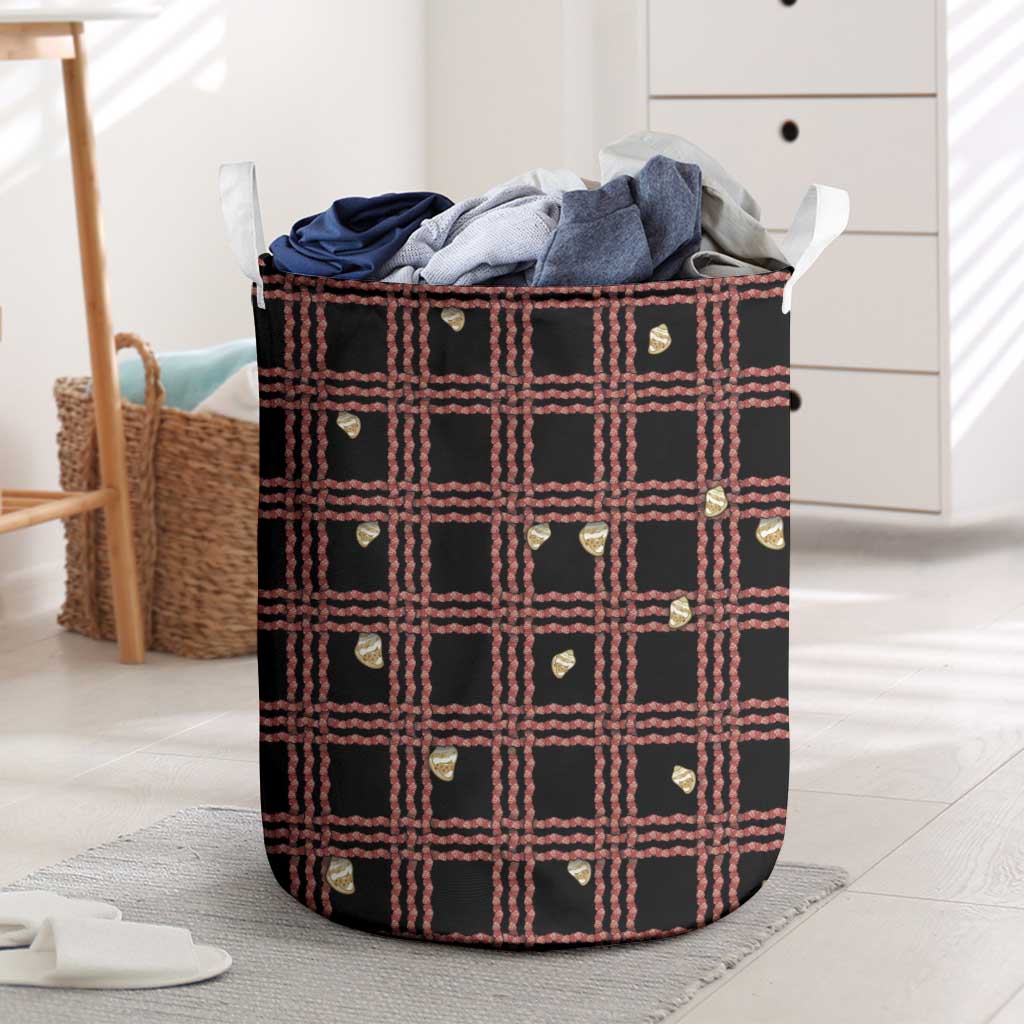Hawaii Palaka Kahelelani Shell Lei Costume Laundry Basket Plaid Patterns DT05 Black - Polynesian Pride