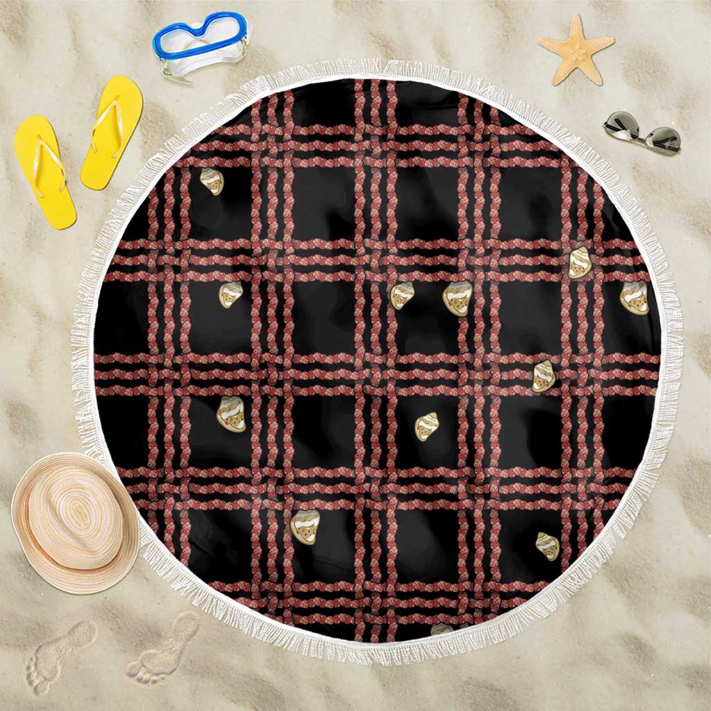 Hawaii Palaka Kahelelani Shell Lei Costume Beach Blanket Plaid Patterns DT05 One Size 150cm Black - Polynesian Pride