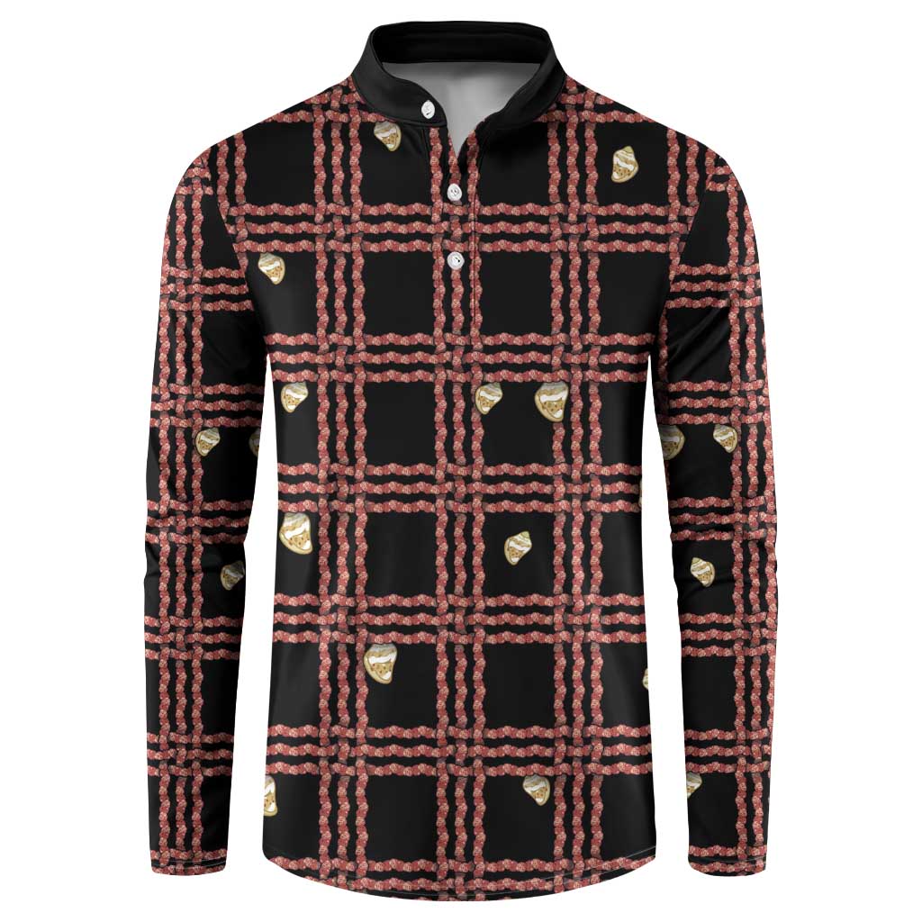Hawaii Palaka Kahelelani Shell Lei Costume Button Sweatshirt Plaid Patterns DT05 Black - Polynesian Pride