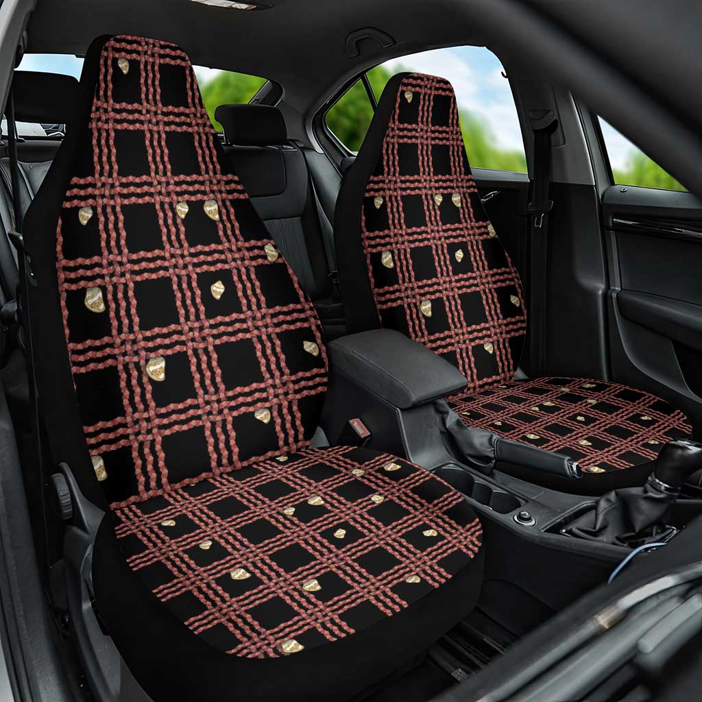 Hawaii Palaka Kahelelani Shell Lei Costume Car Seat Cover Plaid Patterns DT05 One Size Black - Polynesian Pride