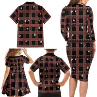 Hawaii Palaka Kahelelani Shell Lei Costume Family Matching Long Sleeve Bodycon Dress and Hawaiian Shirt Plaid Patterns DT05 - Polynesian Pride