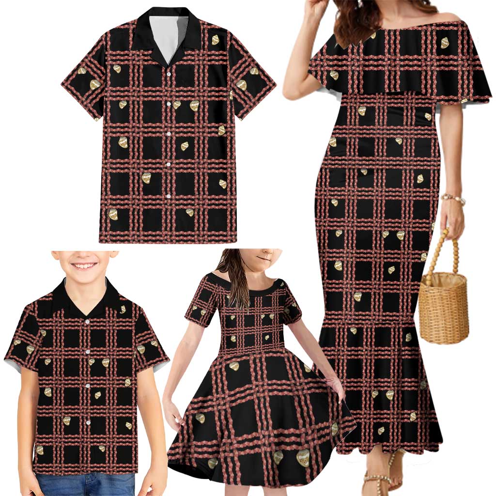 Hawaii Palaka Kahelelani Shell Lei Costume Family Matching Mermaid Dress and Hawaiian Shirt Plaid Patterns DT05 - Polynesian Pride