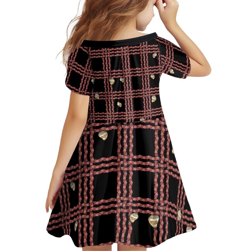 Hawaii Palaka Kahelelani Shell Lei Costume Family Matching Off Shoulder Short Dress and Hawaiian Shirt Plaid Patterns DT05 - Polynesian Pride