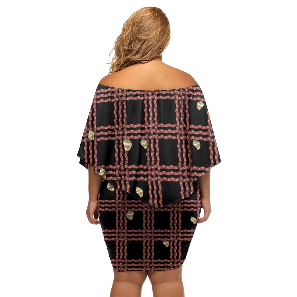 Hawaii Palaka Kahelelani Shell Lei Costume Family Matching Off Shoulder Short Dress and Hawaiian Shirt Plaid Patterns DT05 - Polynesian Pride