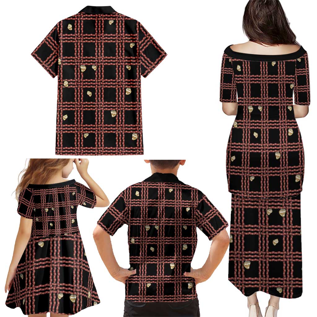 Hawaii Palaka Kahelelani Shell Lei Costume Family Matching Puletasi and Hawaiian Shirt Plaid Patterns DT05 - Polynesian Pride