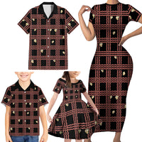 Hawaii Palaka Kahelelani Shell Lei Costume Family Matching Short Sleeve Bodycon Dress and Hawaiian Shirt Plaid Patterns DT05 - Polynesian Pride