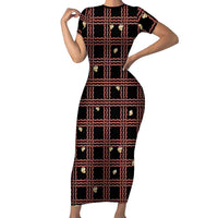 Hawaii Palaka Kahelelani Shell Lei Costume Family Matching Short Sleeve Bodycon Dress and Hawaiian Shirt Plaid Patterns DT05 Mom's Dress Black - Polynesian Pride