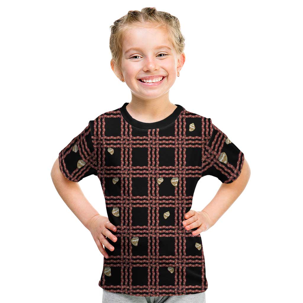 Hawaii Palaka Kahelelani Shell Lei Costume Kid T Shirt Plaid Patterns DT05 Black - Polynesian Pride