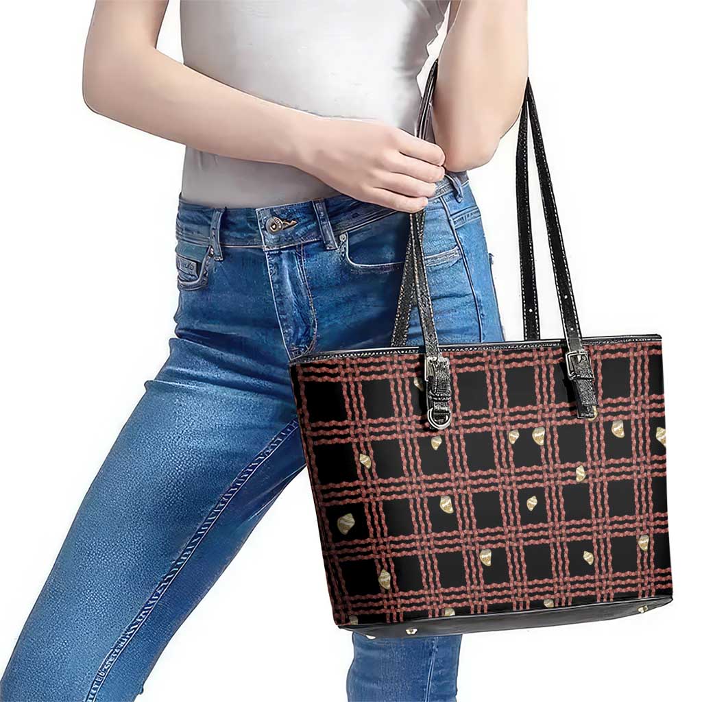 Hawaii Palaka Kahelelani Shell Lei Costume Leather Tote Bag Plaid Patterns DT05 - Polynesian Pride