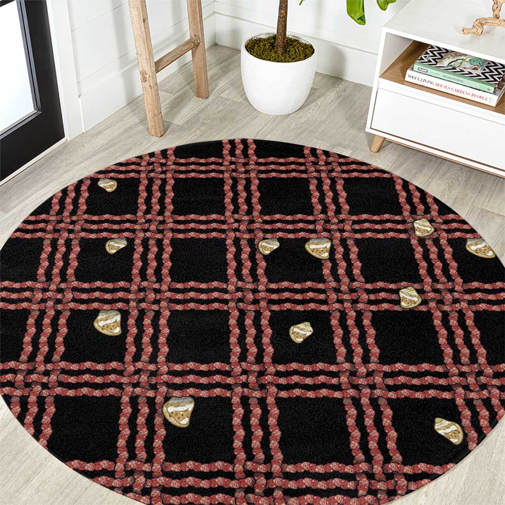 Hawaii Palaka Kahelelani Shell Lei Costume Round Carpet Plaid Patterns DT05 Black - Polynesian Pride