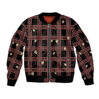 Hawaii Palaka Kahelelani Shell Lei Costume Sleeve Zip Bomber Jacket Plaid Patterns