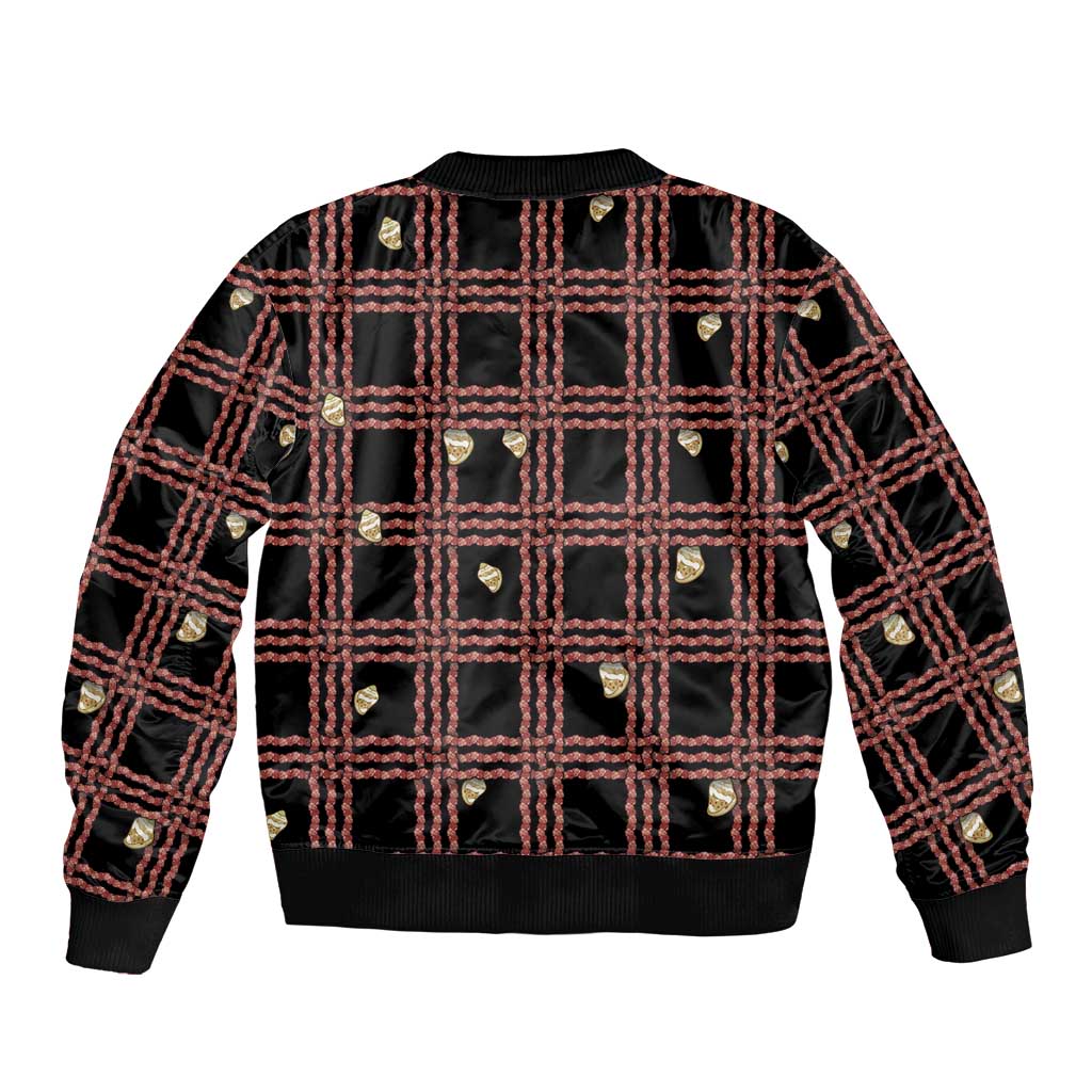 Hawaii Palaka Kahelelani Shell Lei Costume Sleeve Zip Bomber Jacket Plaid Patterns