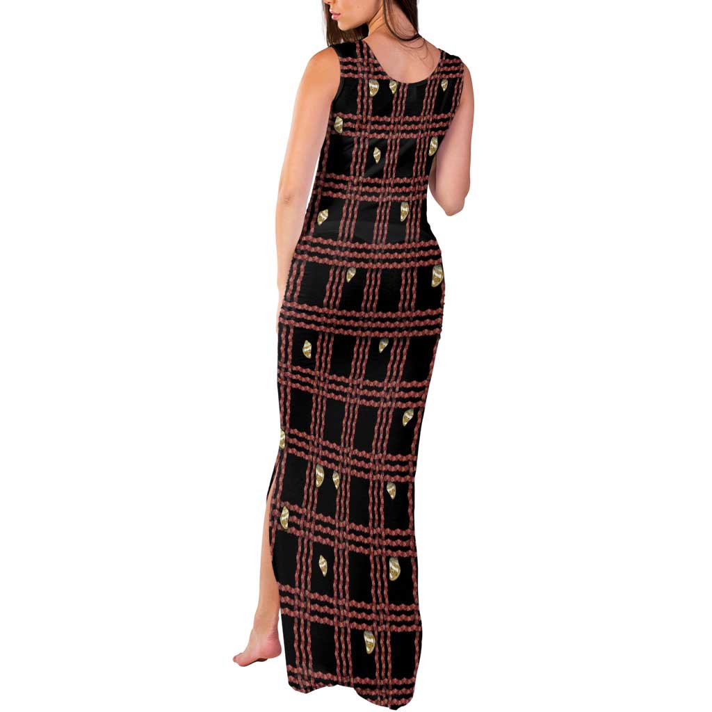 Hawaii Palaka Kahelelani Shell Lei Costume Tank Maxi Dress Plaid Patterns DT05 - Polynesian Pride