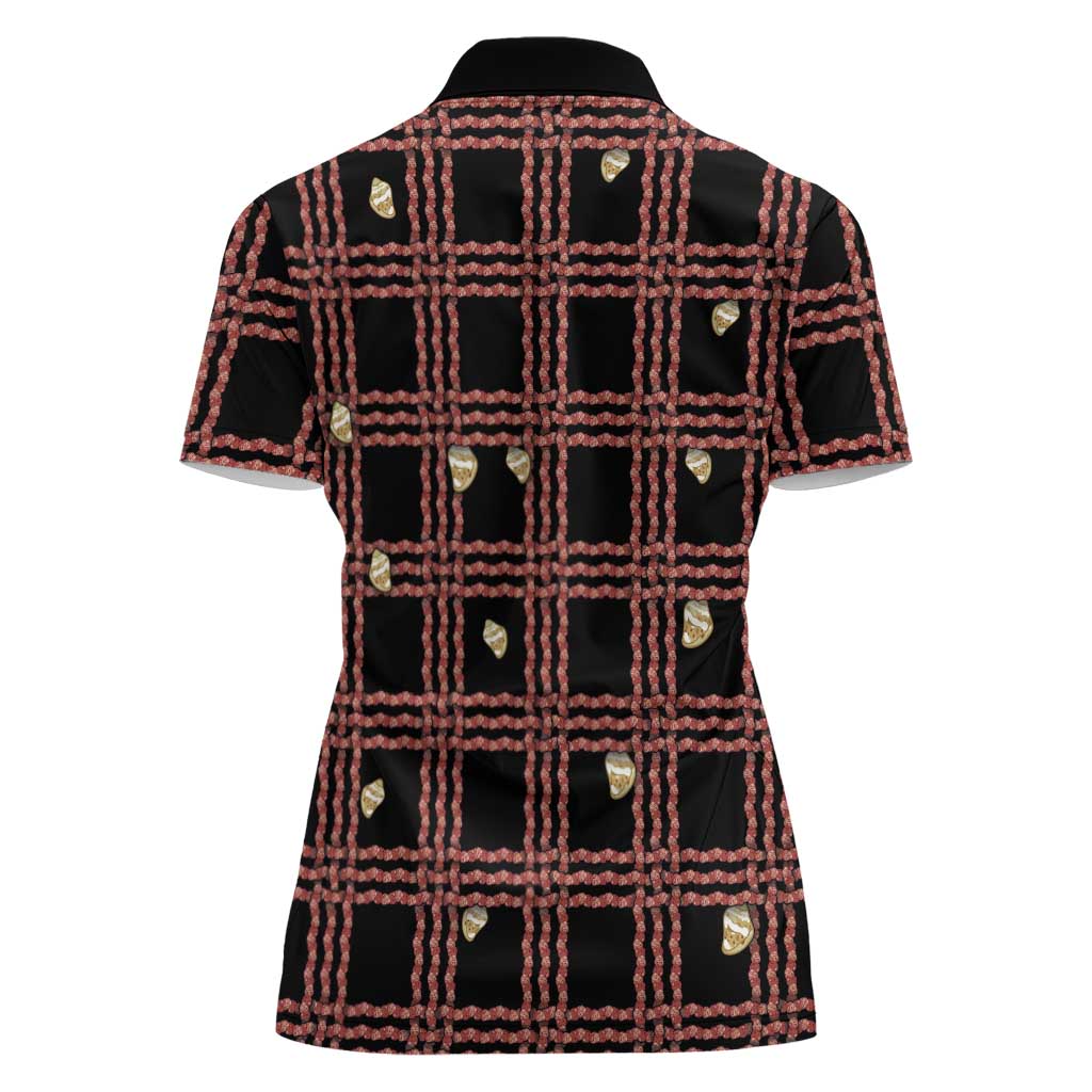 Hawaii Palaka Kahelelani Shell Lei Costume Women Polo Shirt Plaid Patterns