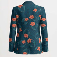 Hawaii Monstera Blazer Hibiscus Flowers Simple Style DT05 - Polynesian Pride
