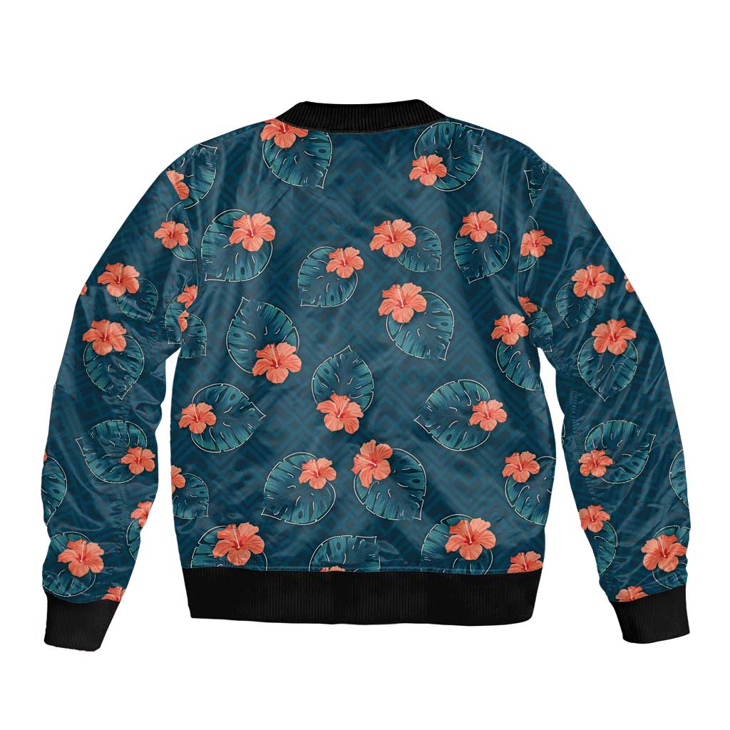 Hawaii Monstera Bomber Jacket Hibiscus Flowers Simple Style DT05 - Polynesian Pride