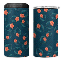 Hawaii Monstera 4 in 1 Can Cooler Tumbler Hibiscus Flowers Simple Style - Polynesian Pride
