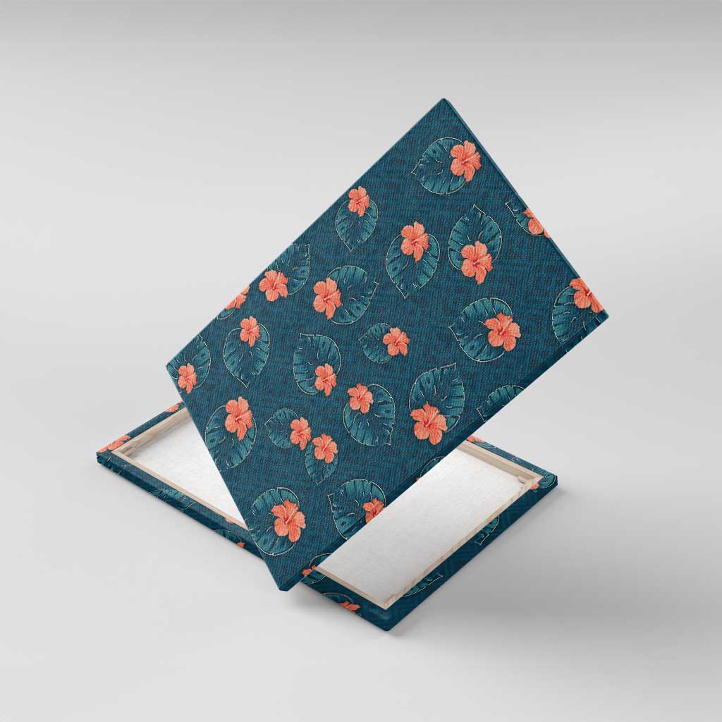 Hawaii Monstera Canvas Wall Art Hibiscus Flowers Simple Style - Polynesian Pride