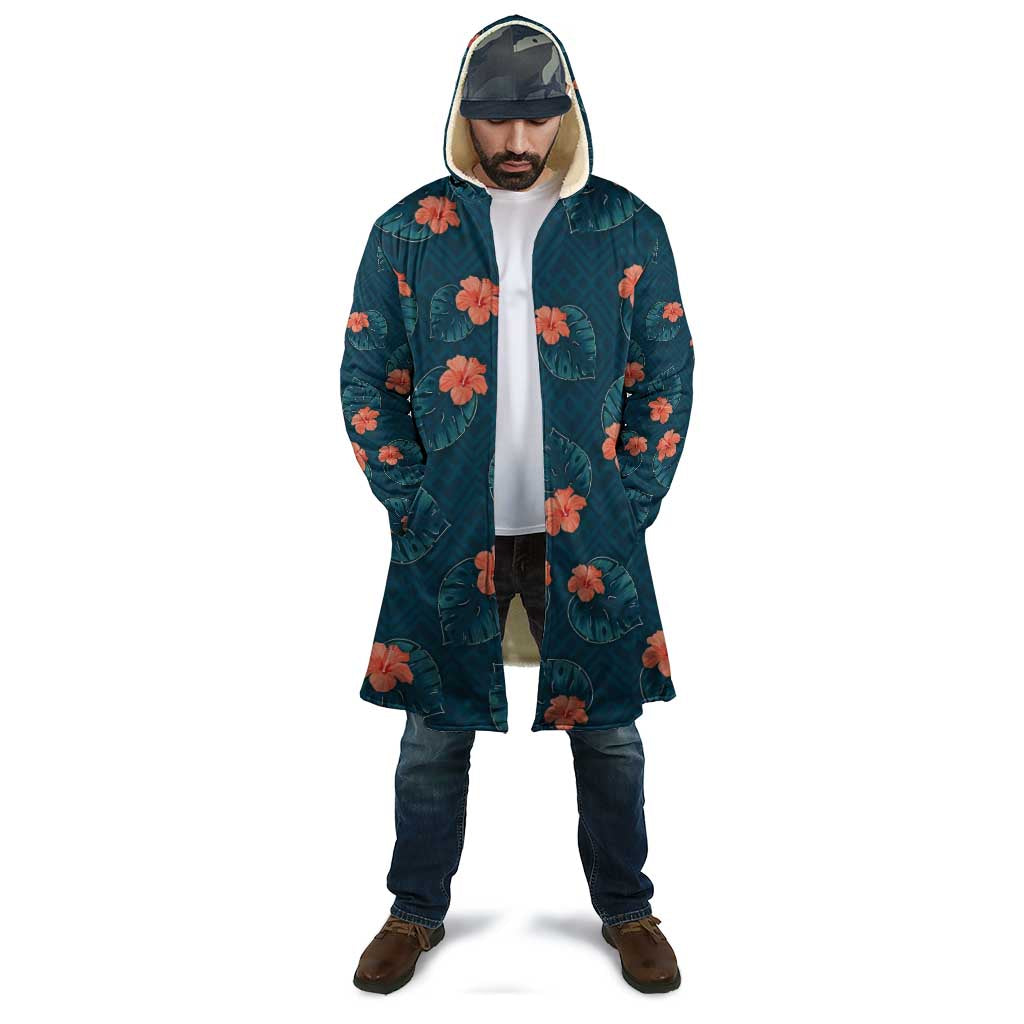 Hawaii Monstera Cloak Hibiscus Flowers Simple Style - Polynesian Pride