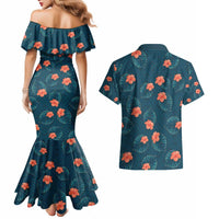 Hawaii Monstera Couples Matching Mermaid Dress and Hawaiian Shirt Hibiscus Flowers Simple Style - Polynesian Pride