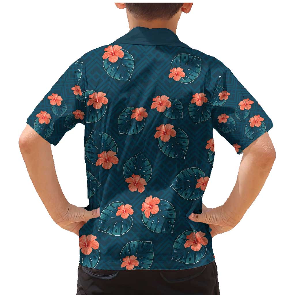 Hawaii Monstera Family Matching Mermaid Dress and Hawaiian Shirt Hibiscus Flowers Simple Style - Polynesian Pride