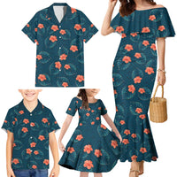 Hawaii Monstera Family Matching Mermaid Dress and Hawaiian Shirt Hibiscus Flowers Simple Style - Polynesian Pride