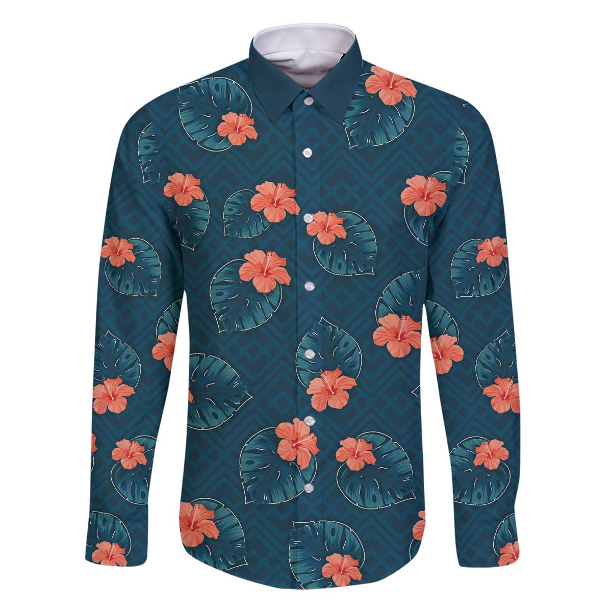 Hawaii Monstera Family Matching Off The Shoulder Long Sleeve Dress and Hawaiian Shirt Hibiscus Flowers Simple Style - Polynesian Pride