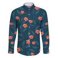 Hawaii Monstera Family Matching Off Shoulder Short Dress and Hawaiian Shirt Hibiscus Flowers Simple Style - Polynesian Pride