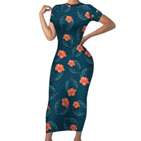 Hawaii Monstera Family Matching Short Sleeve Bodycon Dress and Hawaiian Shirt Hibiscus Flowers Simple Style - Polynesian Pride
