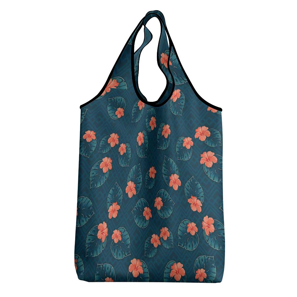 Hawaii Monstera Grocery Bag Hibiscus Flowers Simple Style DT05 - Polynesian Pride