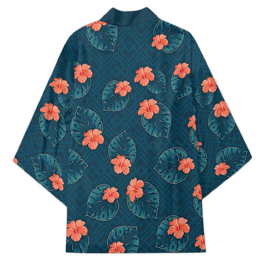 Hawaii Monstera Kimono Hibiscus Flowers Simple Style DT05 - Polynesian Pride