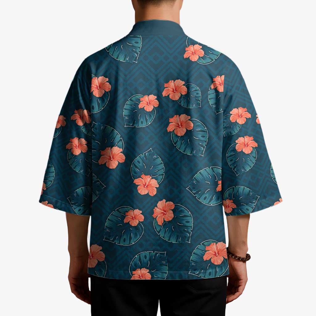 Hawaii Monstera Kimono Hibiscus Flowers Simple Style DT05 - Polynesian Pride