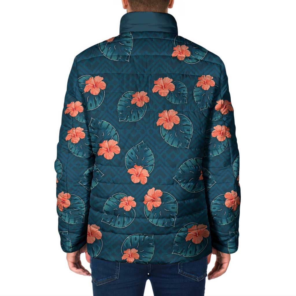 Hawaii Monstera Padded Jacket Hibiscus Flowers Simple Style DT05 - Polynesian Pride